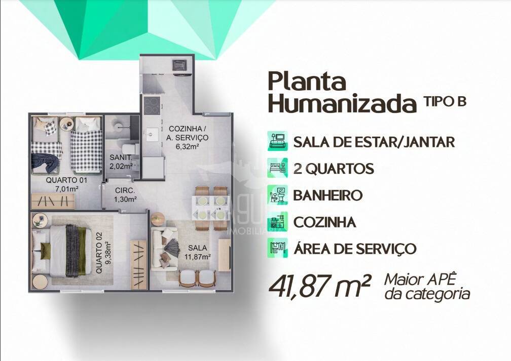 Apartamento à venda com 2 quartos, 41m² - Foto 6