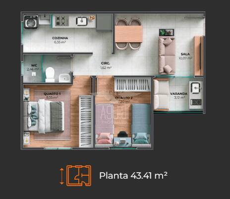 Apartamento à venda com 2 quartos, 46m² - Foto 5