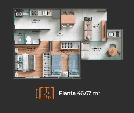 Apartamento à venda com 2 quartos, 46m² - Foto 6